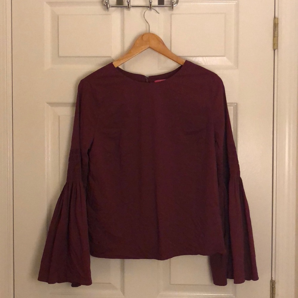 Maroon bell sleeve blouse